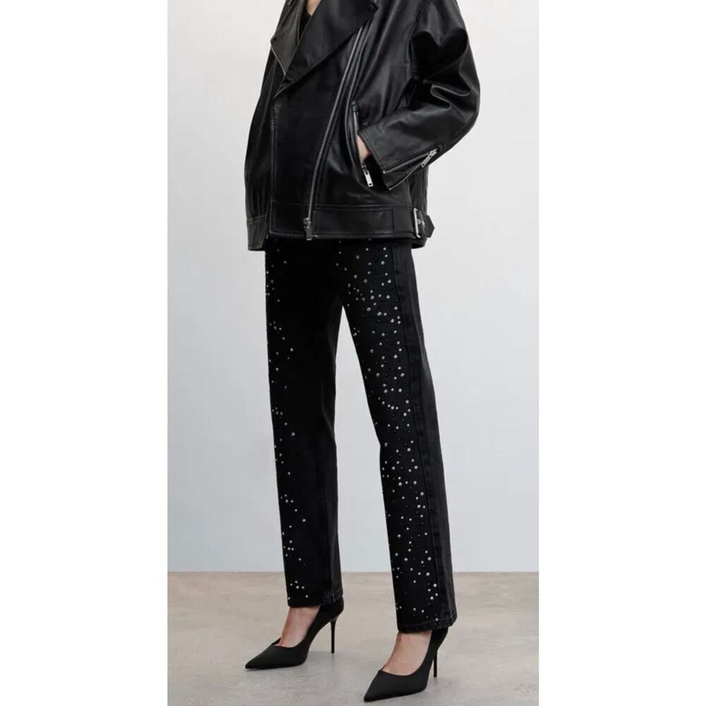 NWOT MANGO Crystal Strass Jeans, Sz 6, $150 E47